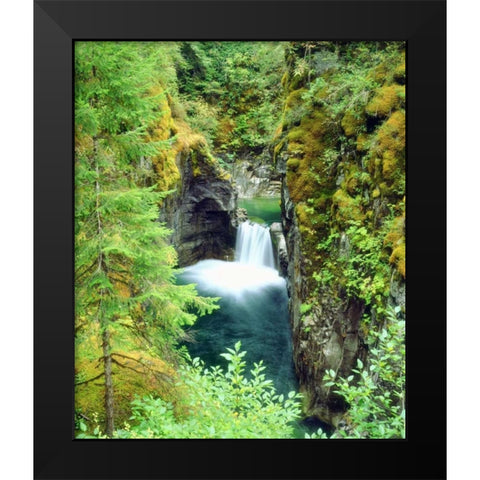 Canada, BC Waterfall on Little Qualicum River Black Modern Wood Framed Art Print by Talbot Frank, Christopher
