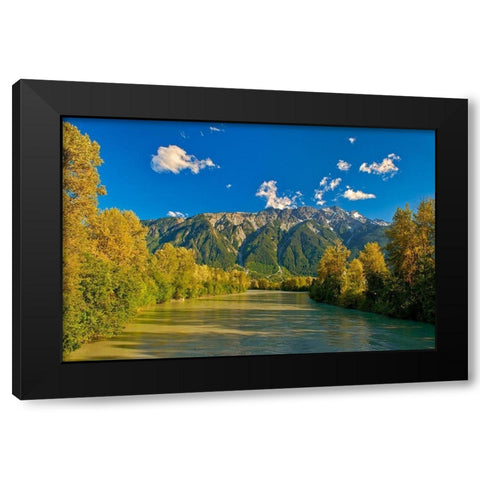 Canada-British Columbia-Pemberton Mountains and Lillooet River Black Modern Wood Framed Art Print by Jaynes Gallery