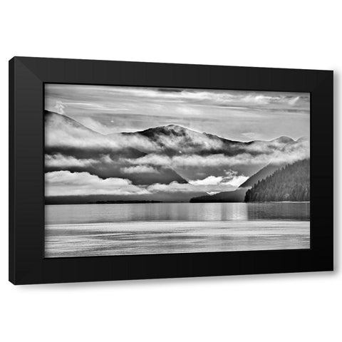 Canada-British Columbia-Prince Rupert Fog rising over Skeena River Black Modern Wood Framed Art Print by Jaynes Gallery