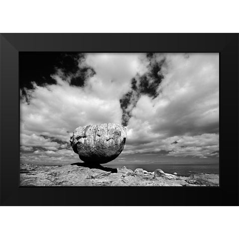 Canada-British Columbia-Haida Gwaii Balance Rock on Graham Island Black Modern Wood Framed Art Print by Jaynes Gallery