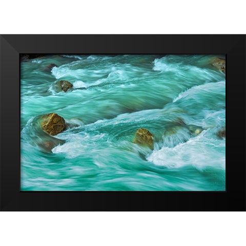 Canada- British Columbia- Mount Robson Provincial Park. Robson River cascade. Black Modern Wood Framed Art Print by Jaynes Gallery