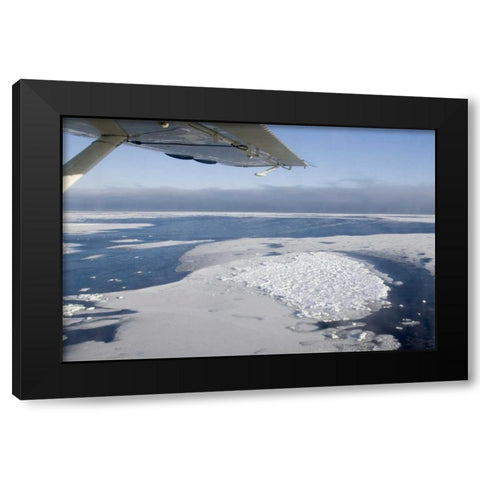 Canada, Manitoba, Aerial view of ice on the bay Black Modern Wood Framed Art Print by Kaveney, Wendy