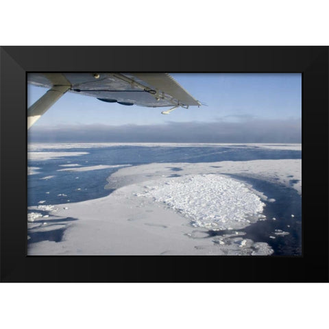 Canada, Manitoba, Aerial view of ice on the bay Black Modern Wood Framed Art Print by Kaveney, Wendy