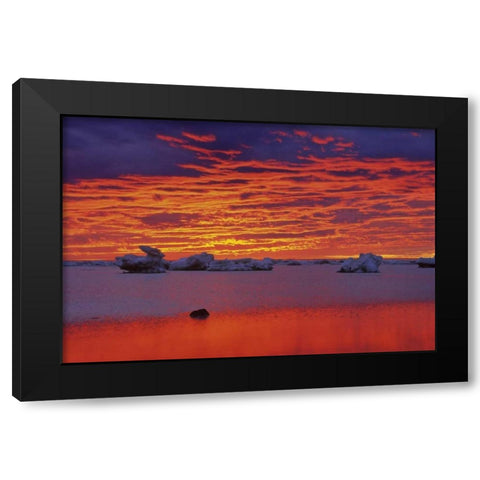 Canada, Hudson Bay Ice floes on water at sunset Black Modern Wood Framed Art Print by Grandmaison, Mike