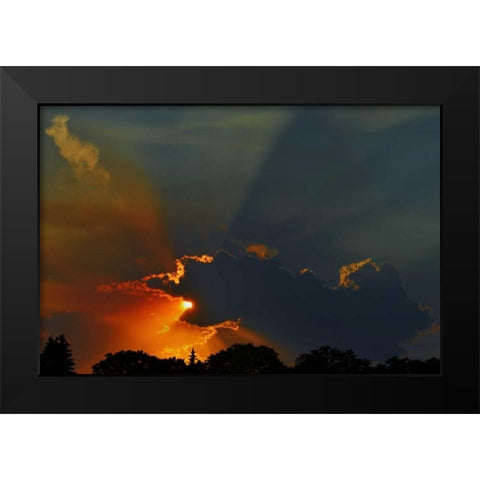 Canada, Winnipeg God rays at sunset Black Modern Wood Framed Art Print by Grandmaison, Mike