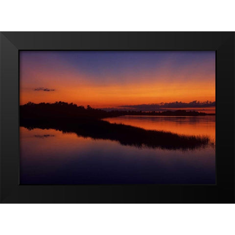 Canada, Manitoba God rays over Lake Winnipeg Black Modern Wood Framed Art Print by Grandmaison, Mike