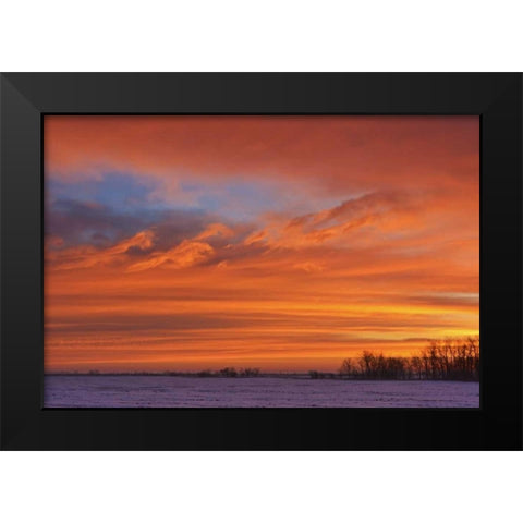 Canada, Deacons Corner Sunrise over the prairie Black Modern Wood Framed Art Print by Grandmaison, Mike