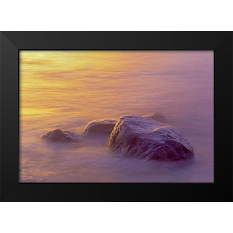 Canada, Manitoba Sunrise on Lake Winnipeg Black Modern Wood Framed Art Print by Grandmaison, Mike