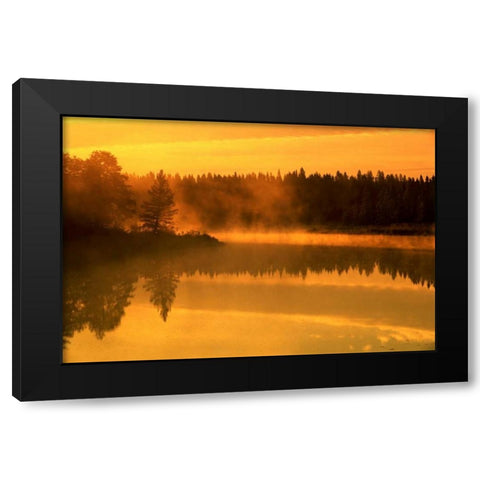 Canada, Manitoba Sunrise over Whiteshell River Black Modern Wood Framed Art Print by Grandmaison, Mike