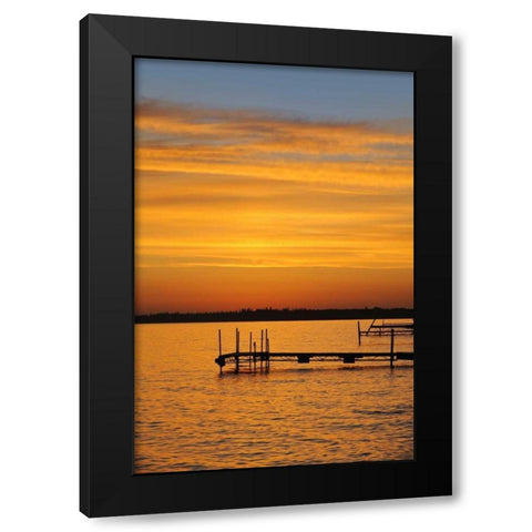 Canada, Manitoba Docks on Clearwater Lake Black Modern Wood Framed Art Print with Double Matting by Grandmaison, Mike