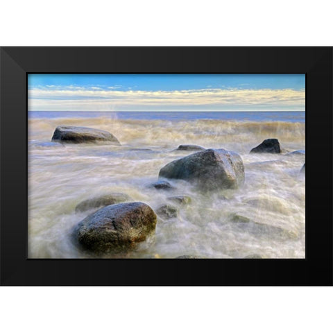 Canada, Manitoba Waves crashing on Lake Winnipeg Black Modern Wood Framed Art Print by Grandmaison, Mike