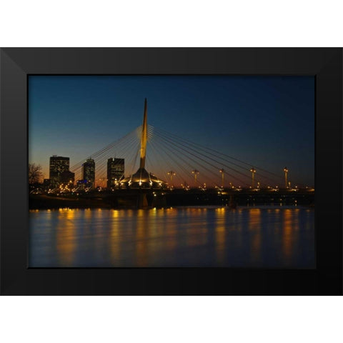 Canada, Manitoba, Winnipeg Esplanade Riel bridge Black Modern Wood Framed Art Print by Grandmaison, Mike
