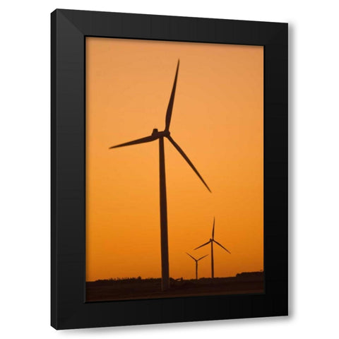 Canada, Somerset Wind turbines at sunset Black Modern Wood Framed Art Print with Double Matting by Grandmaison, Mike
