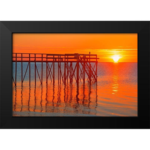 Canada-Manitoba-Matlock Pier at sunrise on Lake Winnipeg Black Modern Wood Framed Art Print by Jaynes Gallery