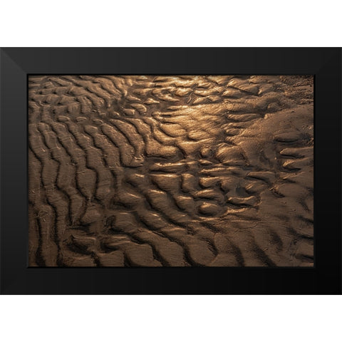 Canada- Manitoba- Winnipeg. Wave patterns on sandy beach of Lake Winnipeg. Black Modern Wood Framed Art Print by Jaynes Gallery