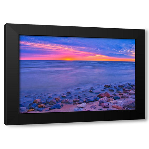 Canada- Manitoba- Winnipeg. Sunrise on Lake Winnipeg. Black Modern Wood Framed Art Print with Double Matting by Jaynes Gallery