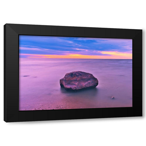 Canada- Manitoba- Winnipeg. Sunrise on Lake Winnipeg. Black Modern Wood Framed Art Print with Double Matting by Jaynes Gallery