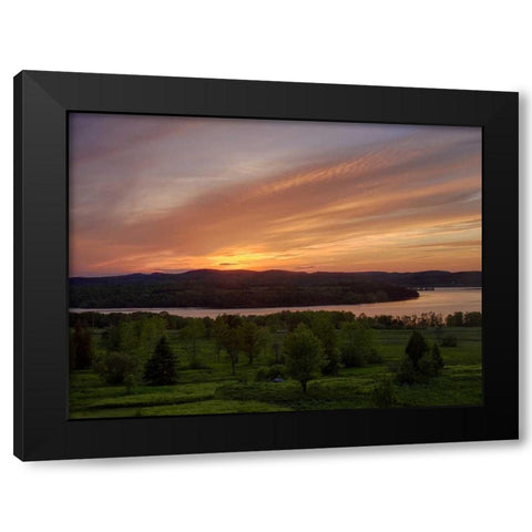 Canada Sunset on meadow and St John River Black Modern Wood Framed Art Print with Double Matting by Anon, Ellen