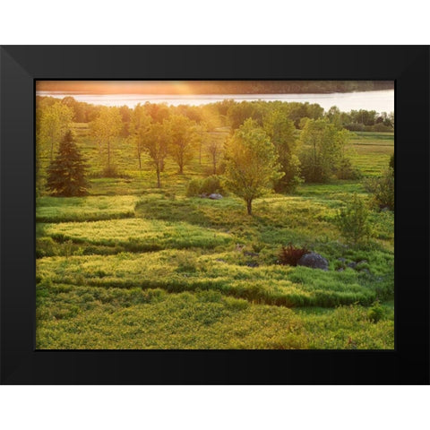 Canada, New Brunswick Sunset over St John River Black Modern Wood Framed Art Print by Anon, Ellen