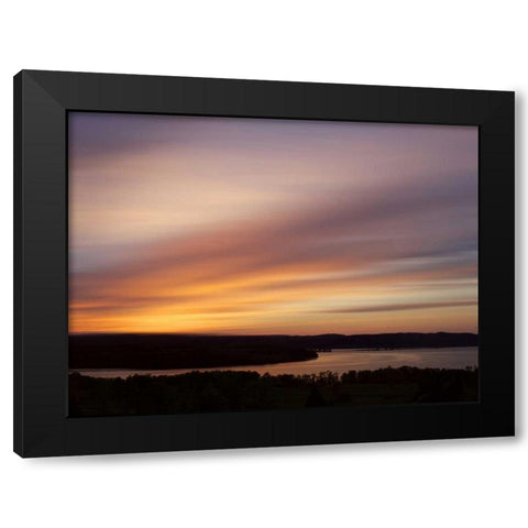 Canada Sunset on meadow and St John River Black Modern Wood Framed Art Print by Anon, Ellen