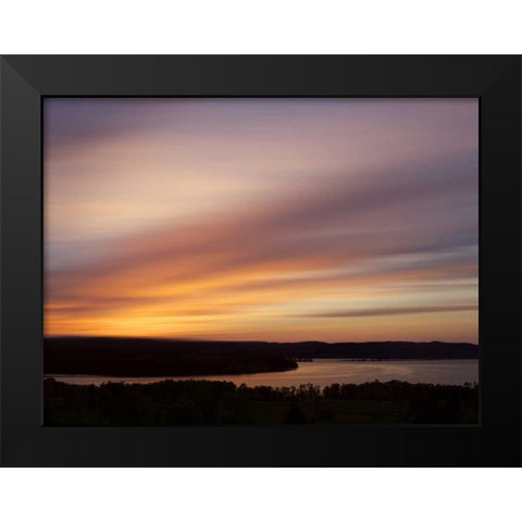 Canada Sunset on meadow and St John River Black Modern Wood Framed Art Print by Anon, Ellen