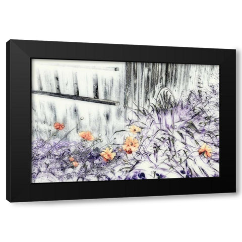 Canada Abstract of wooden building and garden Black Modern Wood Framed Art Print with Double Matting by Anon, Ellen