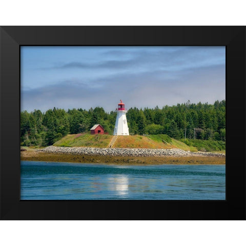 Maine-Lubec Mulholland Point Lighthouse as seen from the town of Lubec-Maine Black Modern Wood Framed Art Print by Eggers, Julie