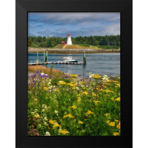Maine-Lubec Mulholland Point Lighthouse as seen from the town of Lubec-Maine Black Modern Wood Framed Art Print by Eggers, Julie