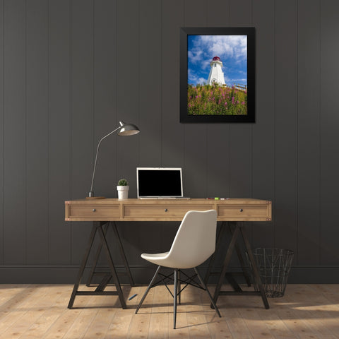 Canada-New Brunswick-Campobello Island Mulholland Point Lighthouse Black Modern Wood Framed Art Print by Eggers, Julie