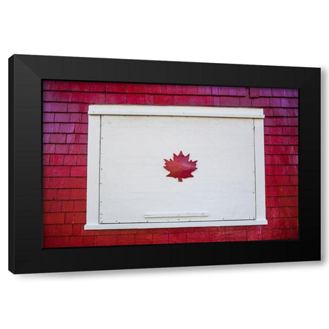 Canada-New Brunswick-Campobello Island-Welshpool-house with Canadian Maple Leaf designs Black Modern Wood Framed Art Print with Double Matting by Bibikow, Walter