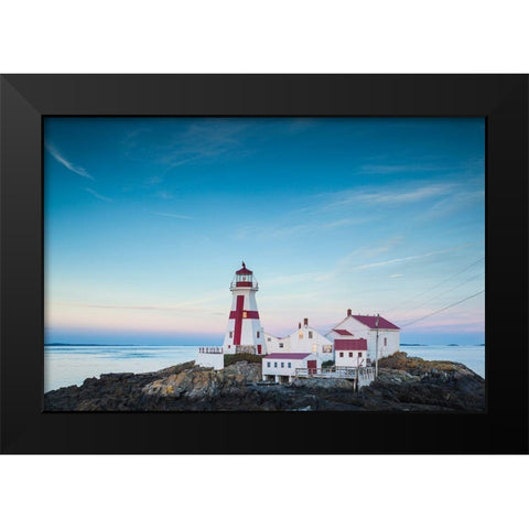 Canada-New Brunswick-Campobello Island-Head Harbour Lightstation lighthouse-dusk Black Modern Wood Framed Art Print by Bibikow, Walter