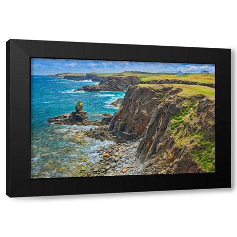 Canada-Newfoundland-Elliston Rocky shoreline on Atlantic Ocean Black Modern Wood Framed Art Print by Jaynes Gallery