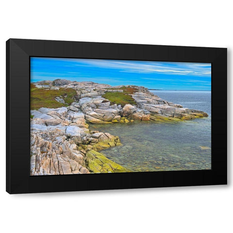 Canada-Newfoundland-Rose Blanche Rocky shoreline along Atlantic Ocean Black Modern Wood Framed Art Print by Jaynes Gallery