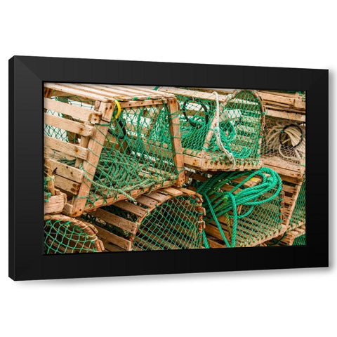 Fishing nets and lobster pots traps-Old Pelican-Avalon Peninsula-Newfoundland-Canada Black Modern Wood Framed Art Print with Double Matting by DeFreitas, Michael