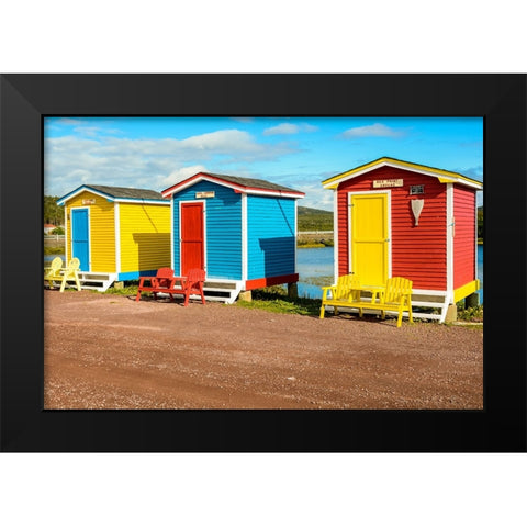 Colorful beach huts-Cavendish-Newfoundland-Canada Black Modern Wood Framed Art Print by DeFreitas, Michael