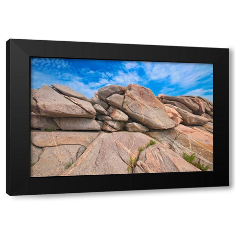 Canada-Nova Scotia-Cape Breton Island Rocky shoreline along Cabot Strait Black Modern Wood Framed Art Print with Double Matting by Jaynes Gallery