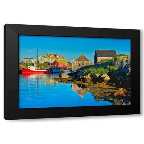 Canada-Nova Scotia-Peggys Cove Fishing boats in village harbor Black Modern Wood Framed Art Print with Double Matting by Jaynes Gallery