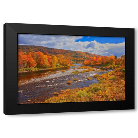 Canada-Nova Scotia-Cape Breton Island The North River and forest in autumn foliage Black Modern Wood Framed Art Print by Jaynes Gallery