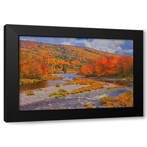 Canada-Nova Scotia-Cape Breton Island The North River and forest in autumn foliage Black Modern Wood Framed Art Print with Double Matting by Jaynes Gallery