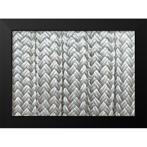 Rope used for fishing was found coiled on a large spool Black Modern Wood Framed Art Print by Ostrowitz, Mallorie