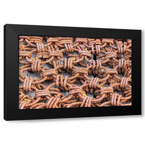 Chains used for fishing in Nova Scotia Black Modern Wood Framed Art Print by Ostrowitz, Mallorie