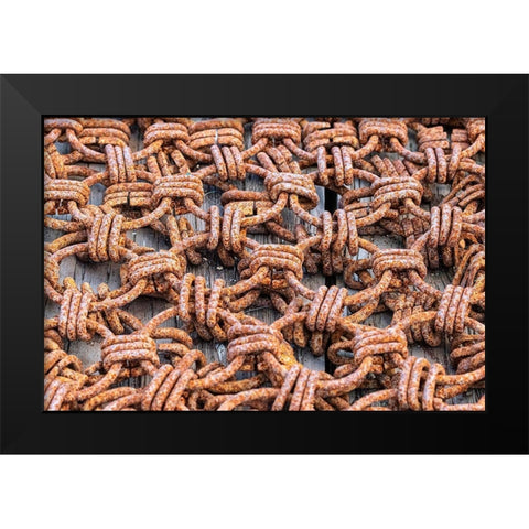 Chains used for fishing in Nova Scotia Black Modern Wood Framed Art Print by Ostrowitz, Mallorie