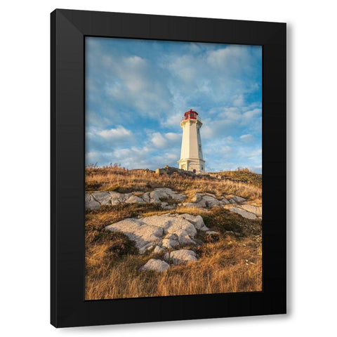 Canada-Nova Scotia-Louisbourg-Louisbourg Lighthouse-dusk Black Modern Wood Framed Art Print with Double Matting by Bibikow, Walter