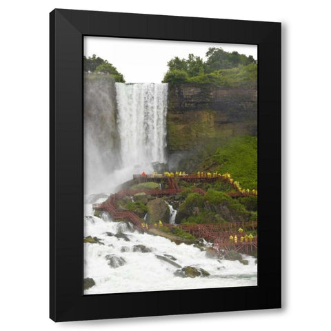 Canada, Ontario,Tourists at Niagara Falls Black Modern Wood Framed Art Print with Double Matting by Lord, Fred