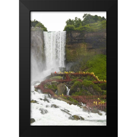 Canada, Ontario,Tourists at Niagara Falls Black Modern Wood Framed Art Print by Lord, Fred