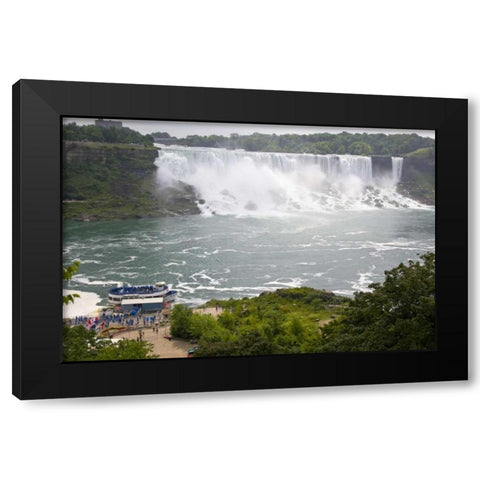 Canada, Ontario, Boat by the Niagara Falls Black Modern Wood Framed Art Print by Lord, Fred