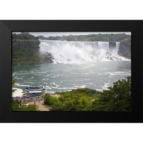 Canada, Ontario, Boat by the Niagara Falls Black Modern Wood Framed Art Print by Lord, Fred