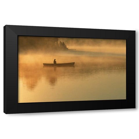 canoeist, Algonguin Park, Ontario, Canada Black Modern Wood Framed Art Print by Rotenberg, Nancy