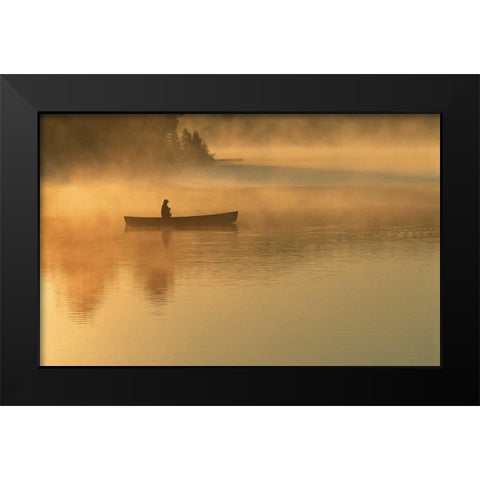 canoeist, Algonguin Park, Ontario, Canada Black Modern Wood Framed Art Print by Rotenberg, Nancy