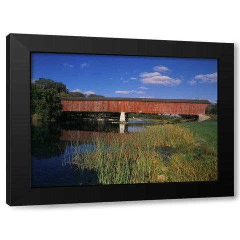 Canada, Montrose, West Montrose Covered Bridge Black Modern Wood Framed Art Print with Double Matting by Grandmaison, Mike